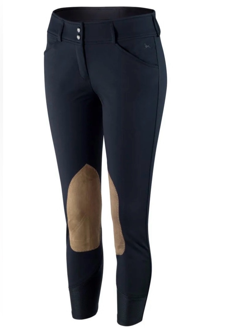 RJ Classics Black Riding Breeches with Tan Knee Patches - 28R